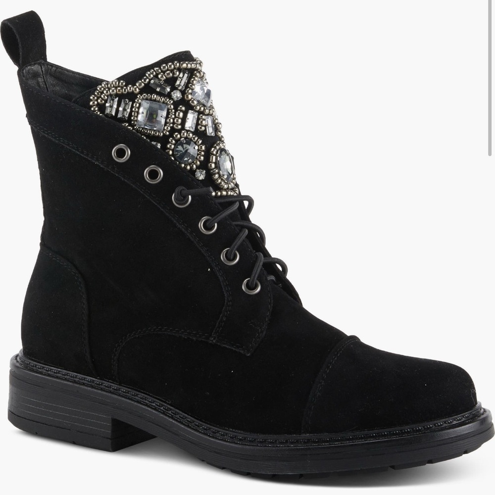 Embellished Black Ankle Boots